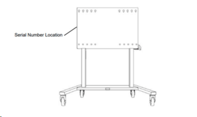 Location of serial number, model number and SMART logo on the back of the recalled mobile stand